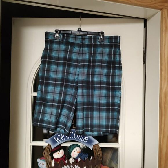 Nike Tour Performance Dri Fit Blue Plaid Shorts Men's 34 Worn 1 Time - Picture 1 of 2